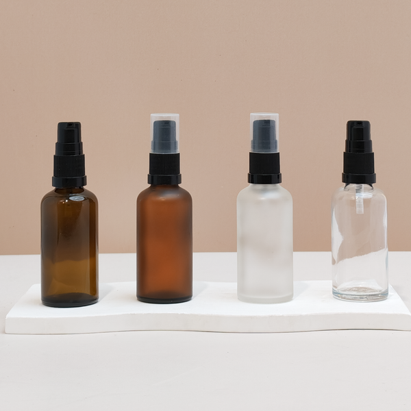 50Ml Glass Bottle With Black Treatment Pump (Round)