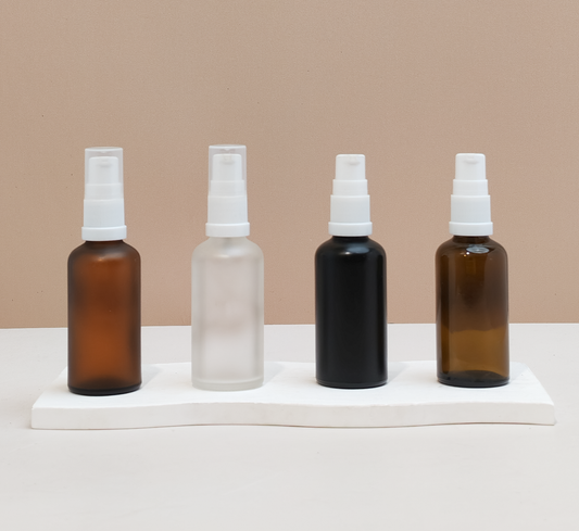 50Ml Glass Bottle With White Treatment Pump (Round)