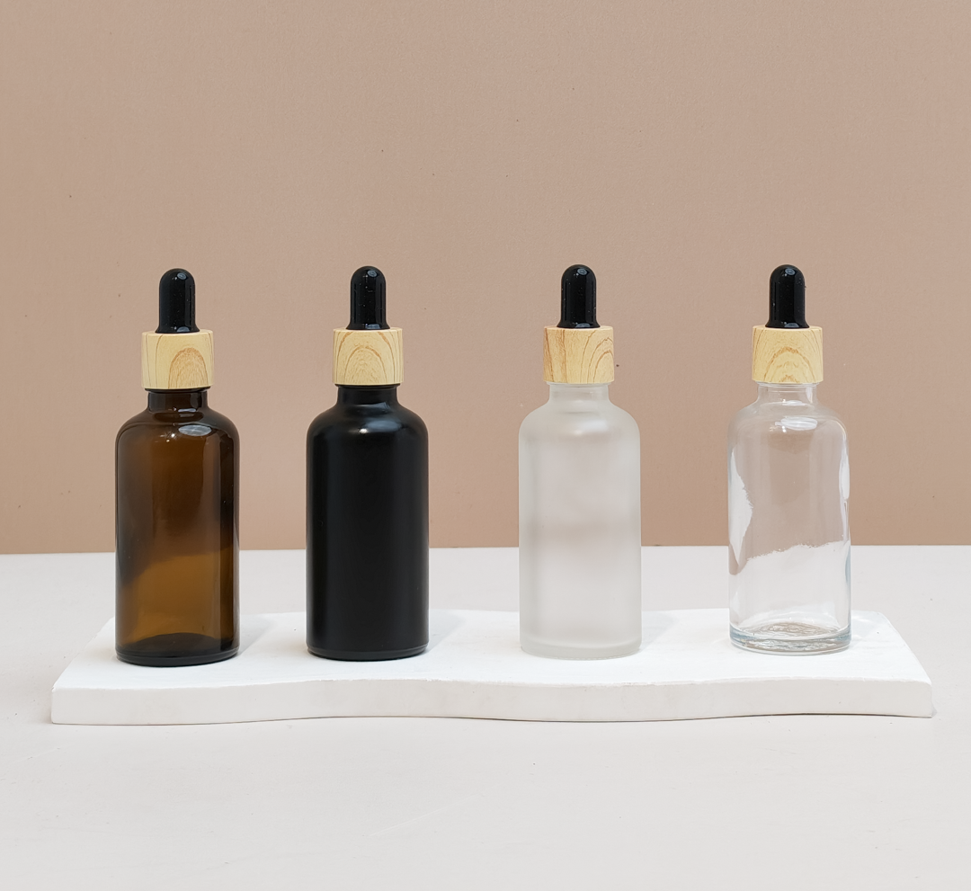 50ml Glass Bottle with Bamboo Black Dropper