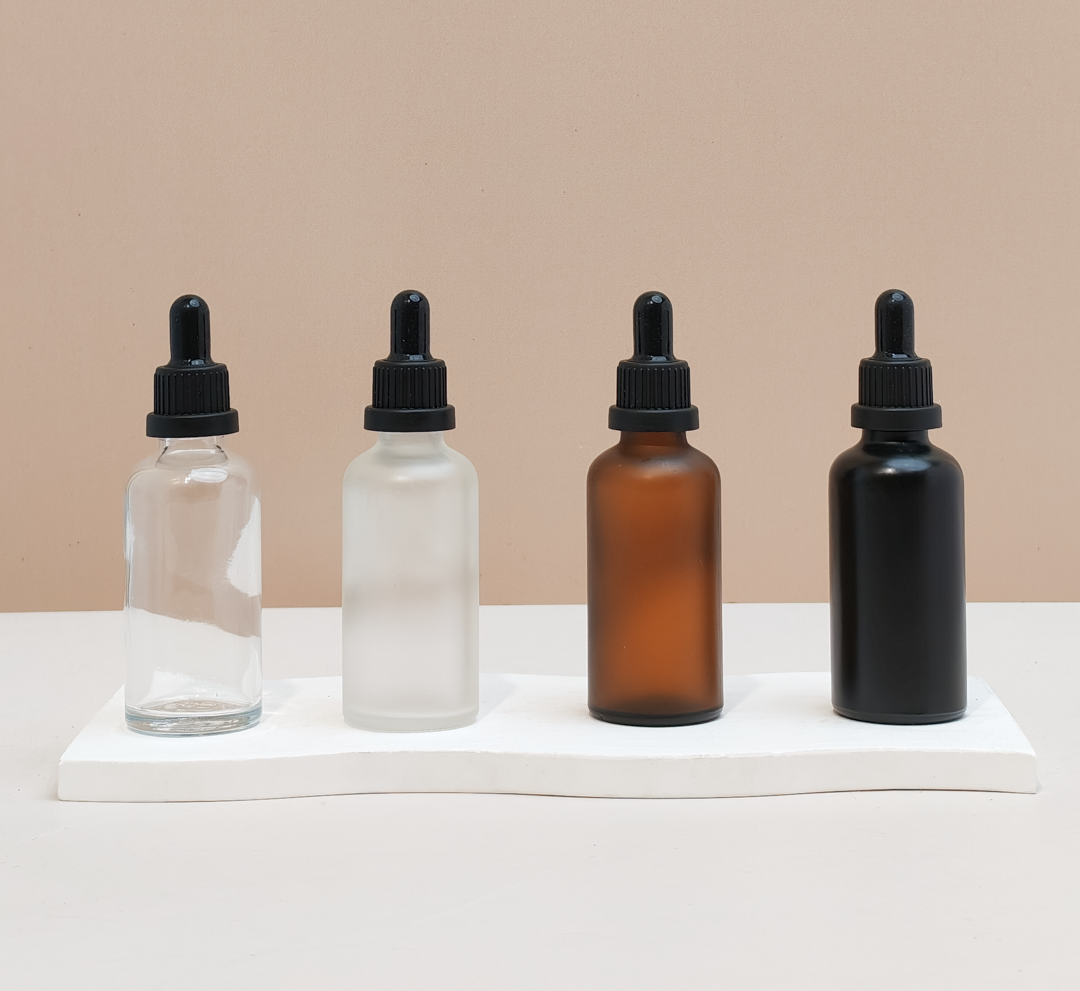 50Ml Glass Bottle With Black Tamper Proof Dropper (Round)