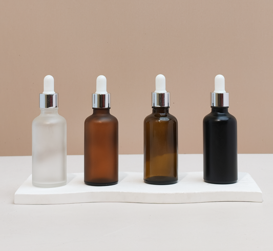 50Ml Glass Bottle With Silver White Dropper (Round)