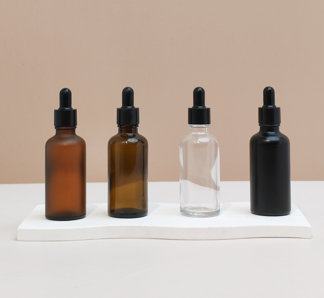 50Ml Glass Bottle With Black Smooth Tamper Proof Dropper (Round)