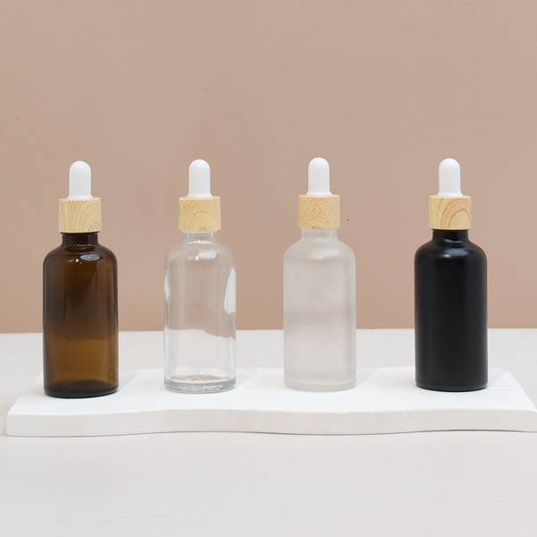 50ml Glass Bottle with Bamboo White