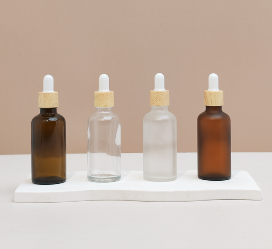 50ml Glass Bottle with Bamboo White