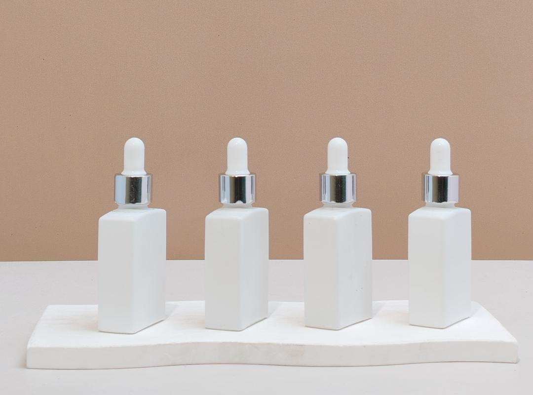 30ml Matte White Rectangle Glass Bottle