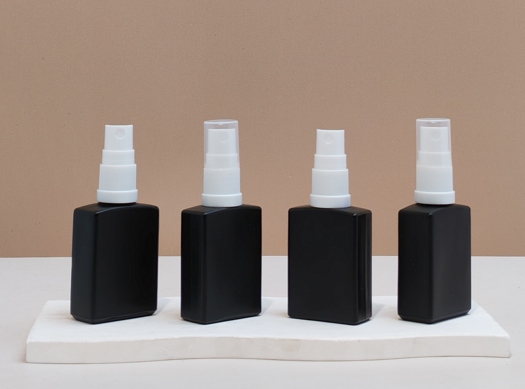 30ml Matte Black Rectangle Glass Bottle