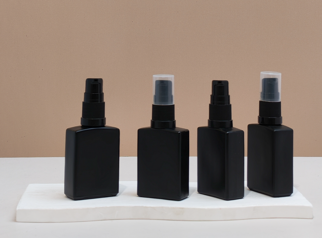 30ml Matte Black Rectangle Glass Bottle