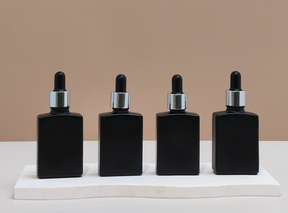 30ml Matte Black Rectangle Glass Bottle