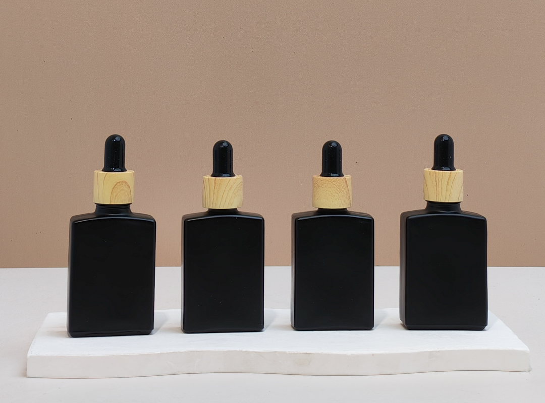 30ml Matte Black Rectangle Glass Bottle