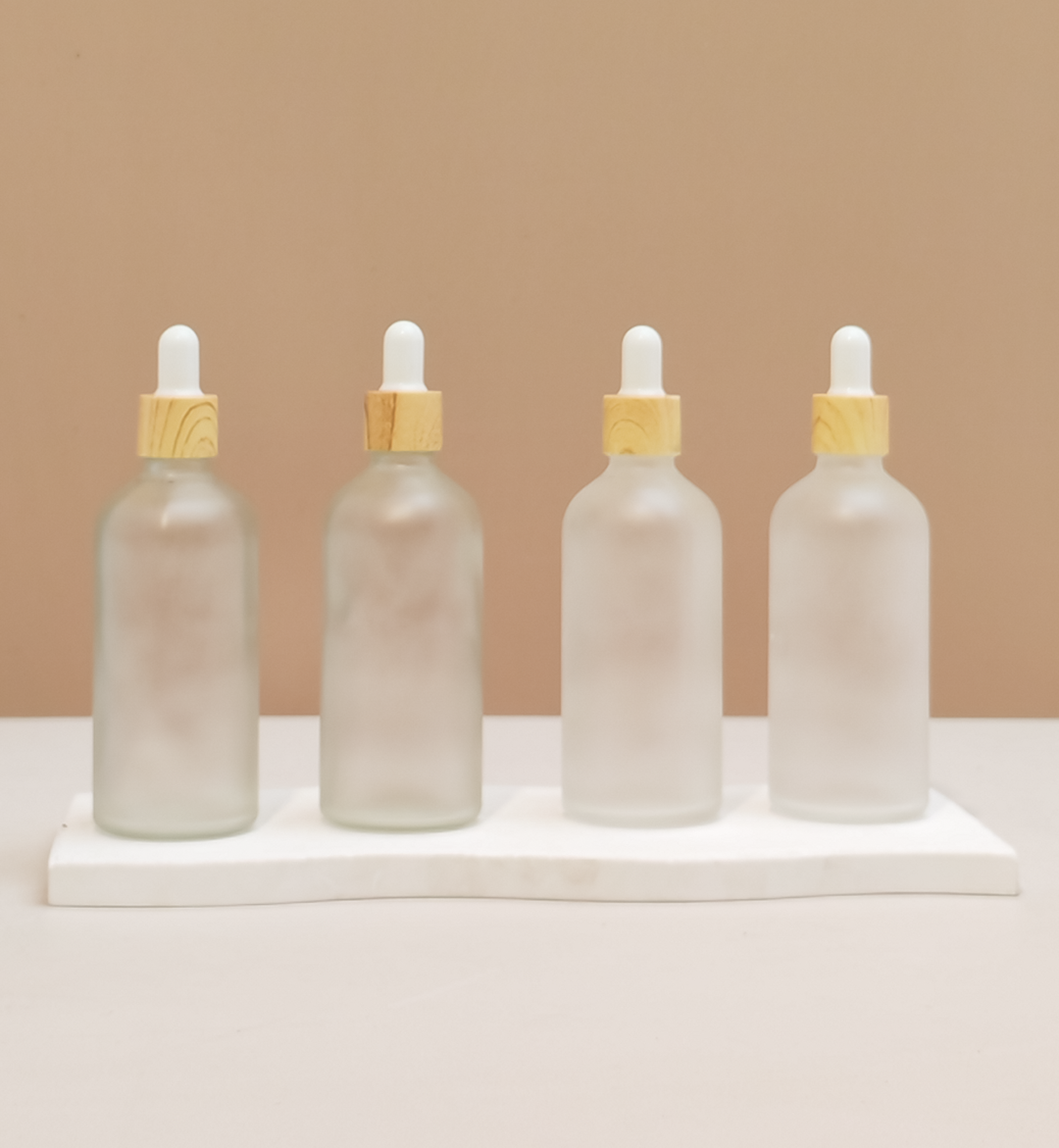 100ml Glass Bottle with Bamboo White