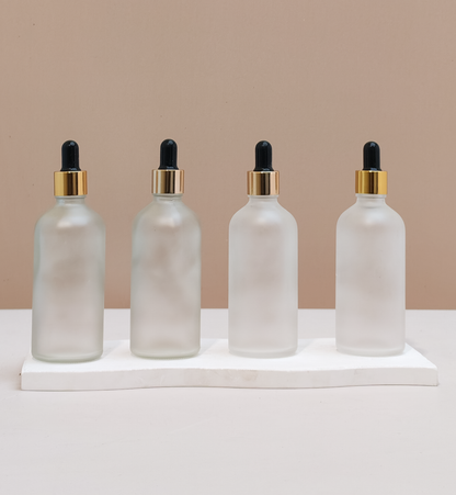 100Ml Glass Bottle With Gold Black Dropper (Round)