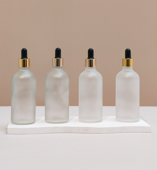 100Ml Glass Bottle With Gold Black Dropper (Round)