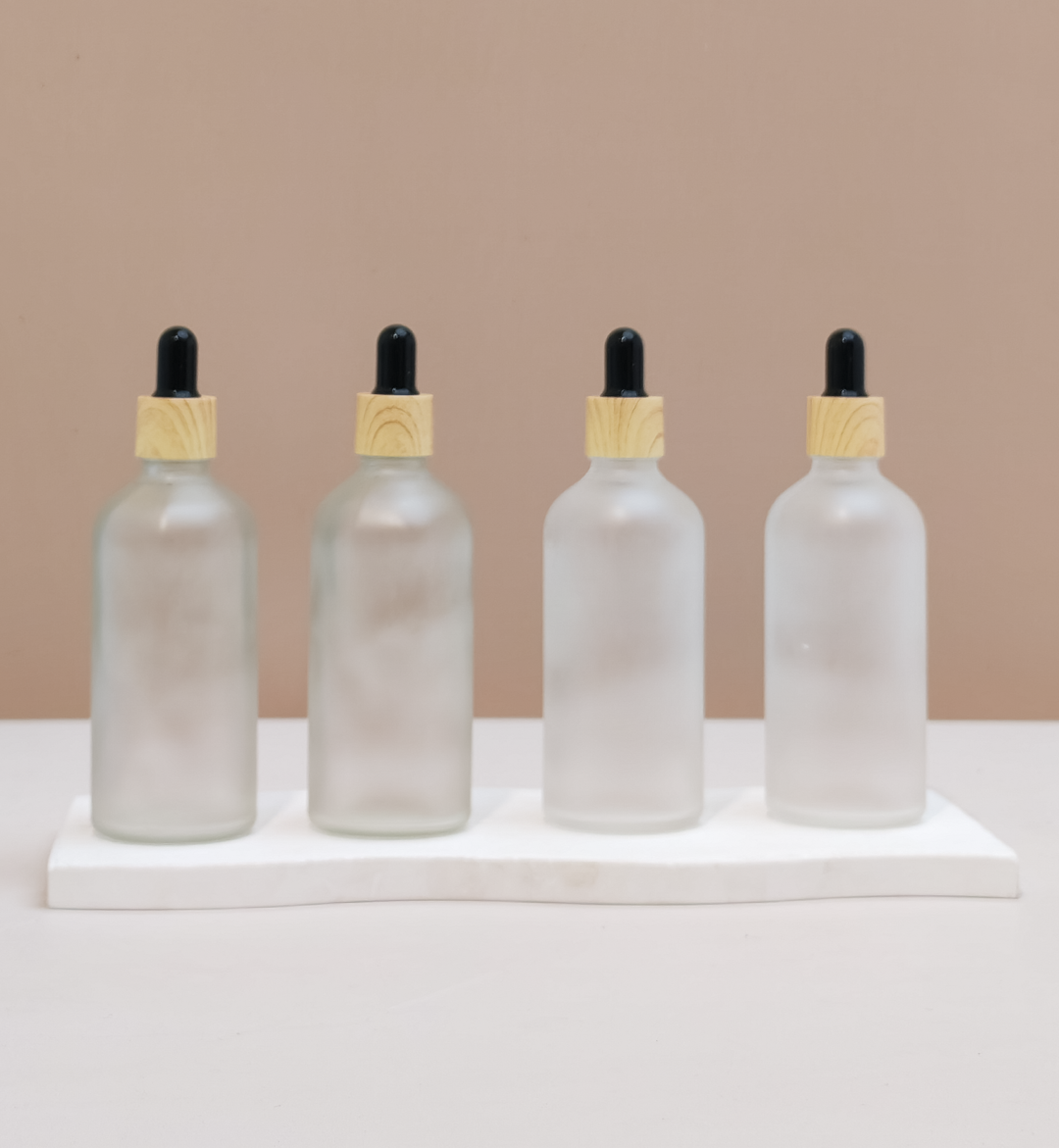 100ml Glass Bottle with Bamboo Black Dropper