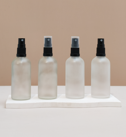 100Ml Glass Bottle With Black Mist Sprayer (Round)