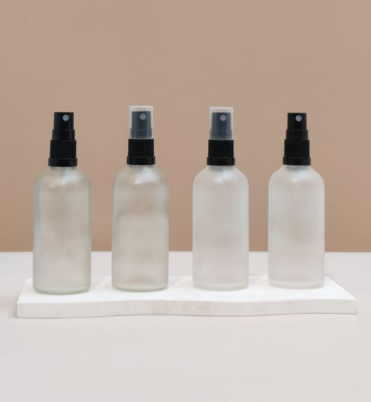 100Ml Glass Bottle With Black Mist Sprayer (Round)