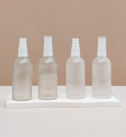 100Ml Glass Bottle With White Mist Sprayer (Round)