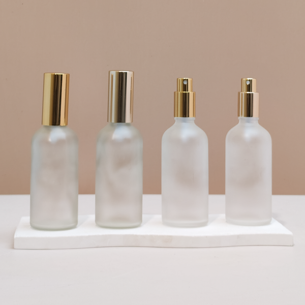 100Ml Glass Bottle With Gold Mist Sprayer (Round)
