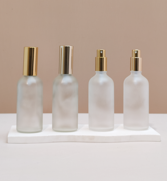 100Ml Glass Bottle With Gold Mist Sprayer (Round)