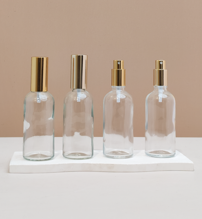 100Ml Glass Bottle With Gold Mist Sprayer (Round)