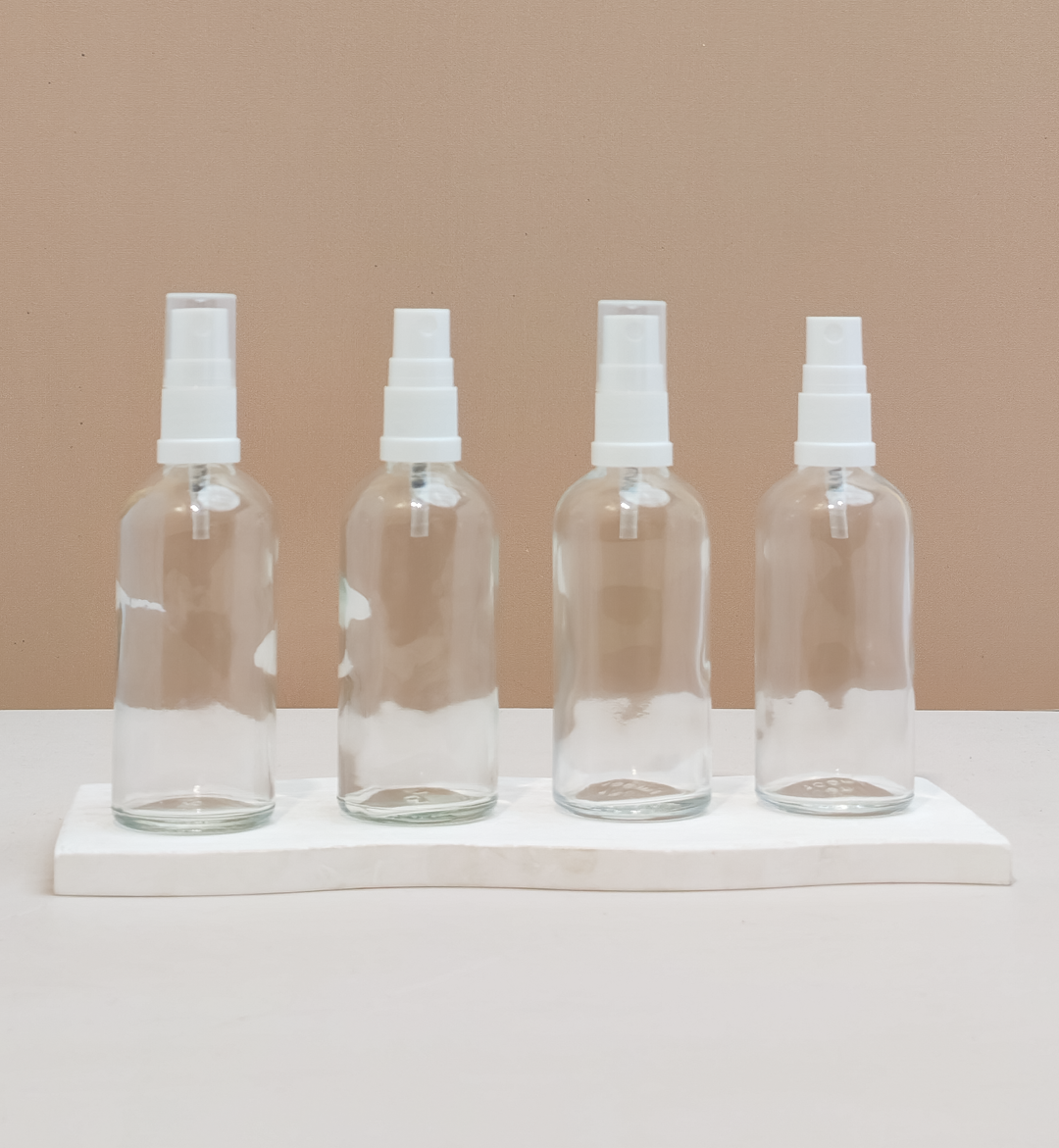 100Ml Glass Bottle With White Mist Sprayer (Round)