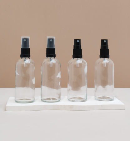 100Ml Glass Bottle With Black Mist Sprayer (Round)