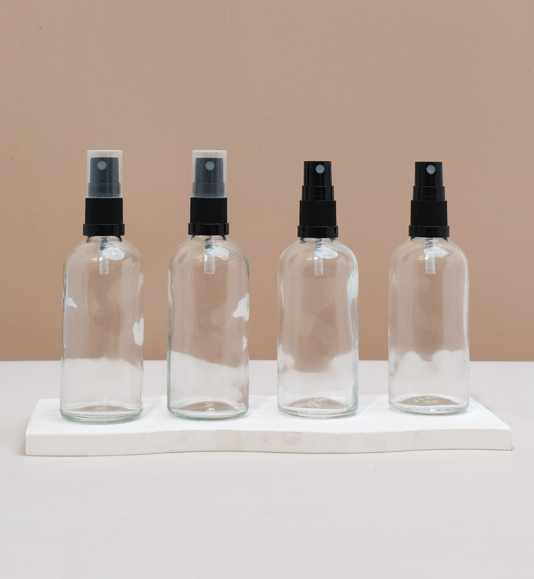 100Ml Glass Bottle With Black Treatment Pump (Round)