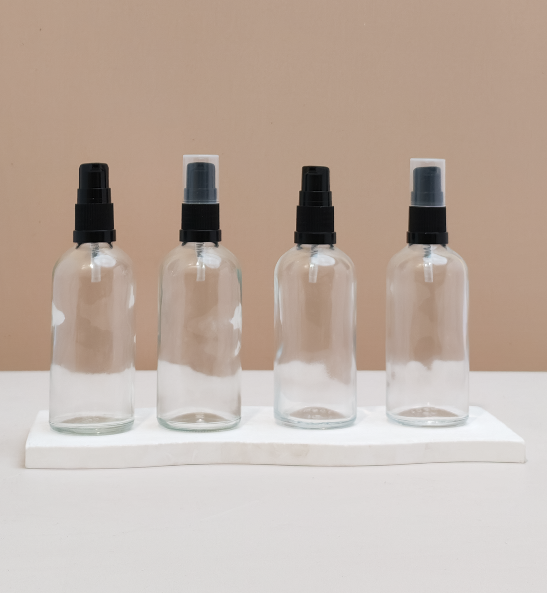 100Ml Glass Bottle With Black Treatment Pump (Round)