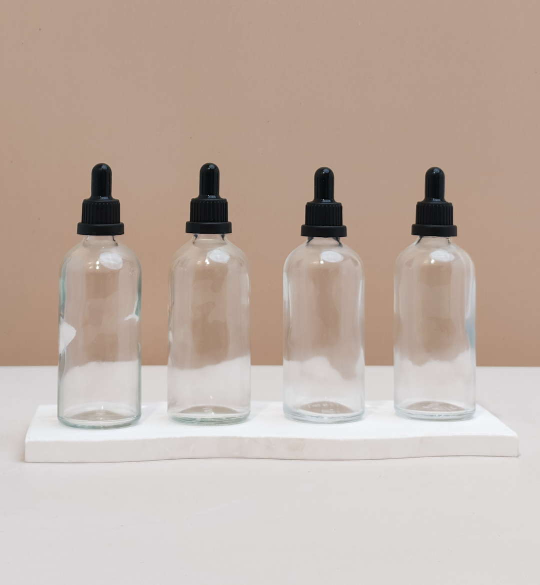 100Ml Glass Bottle With Black Tamper Proof Dropper (Round)