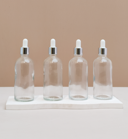 100Ml Glass Bottle With Silver White Dropper (Round)