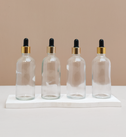 100Ml Glass Bottle With Gold Black Dropper (Round)