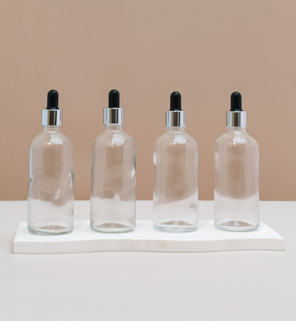 100Ml Glass Bottle With Silver Black Dropper (Round)
