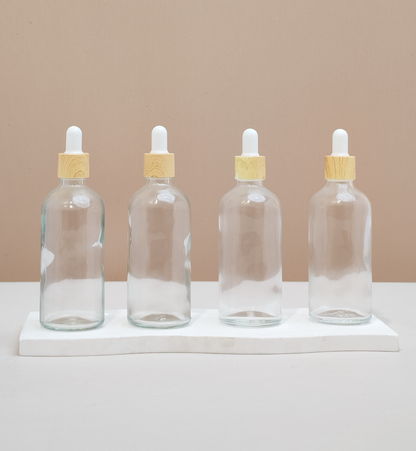100ml Glass Bottle with Bamboo White