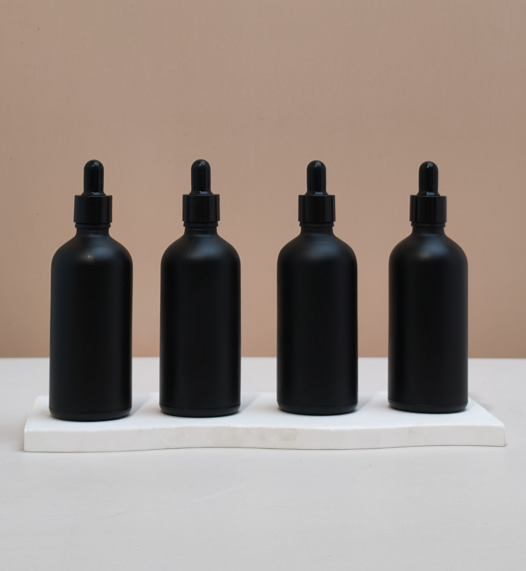 100Ml Glass Bottle With Black Smooth Dropper (Round)
