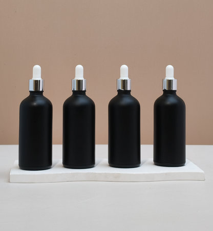 100Ml Glass Bottle With Silver White Dropper (Round)