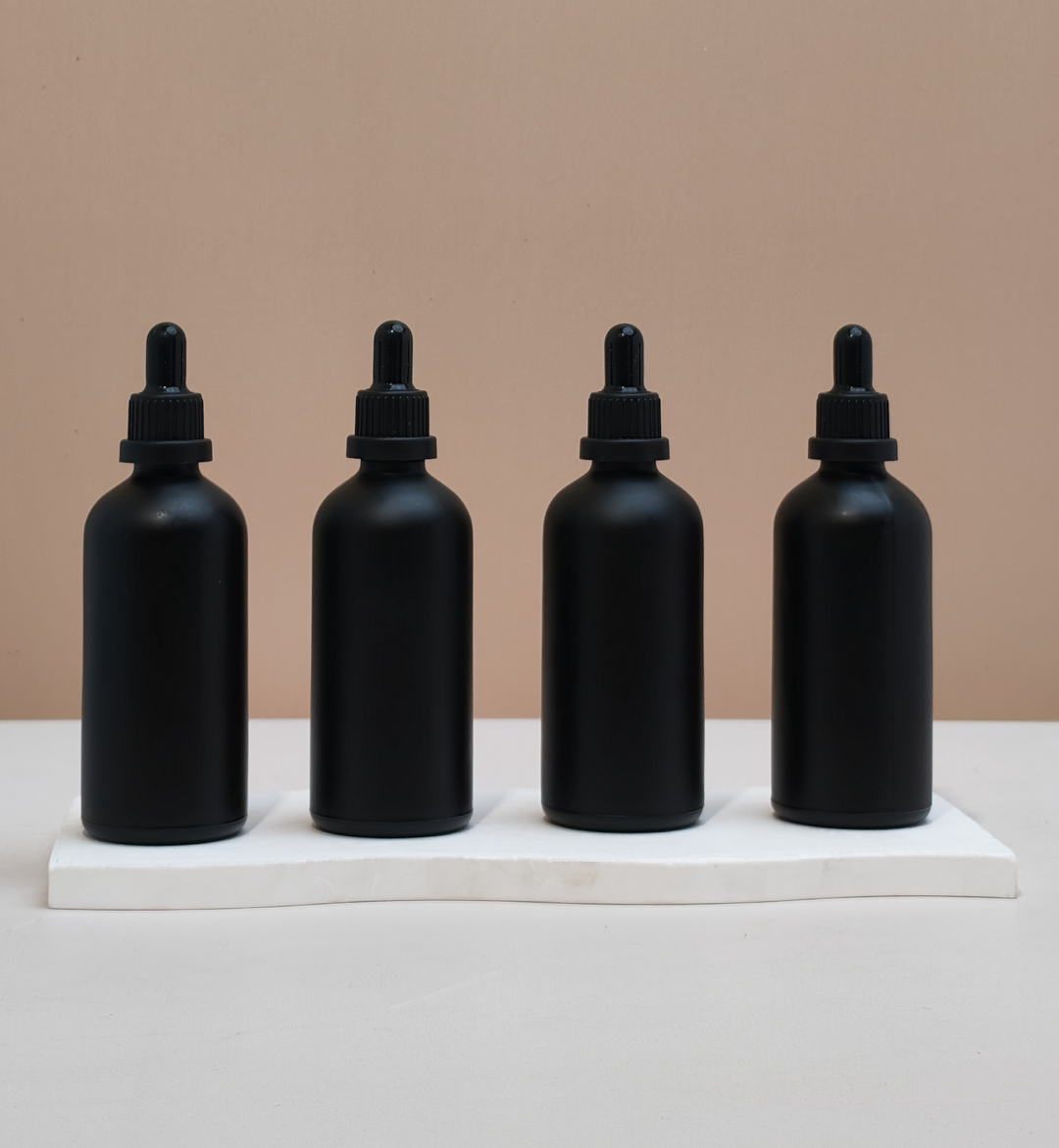 100Ml Glass Bottle With Black Tamper Proof Dropper (Round)