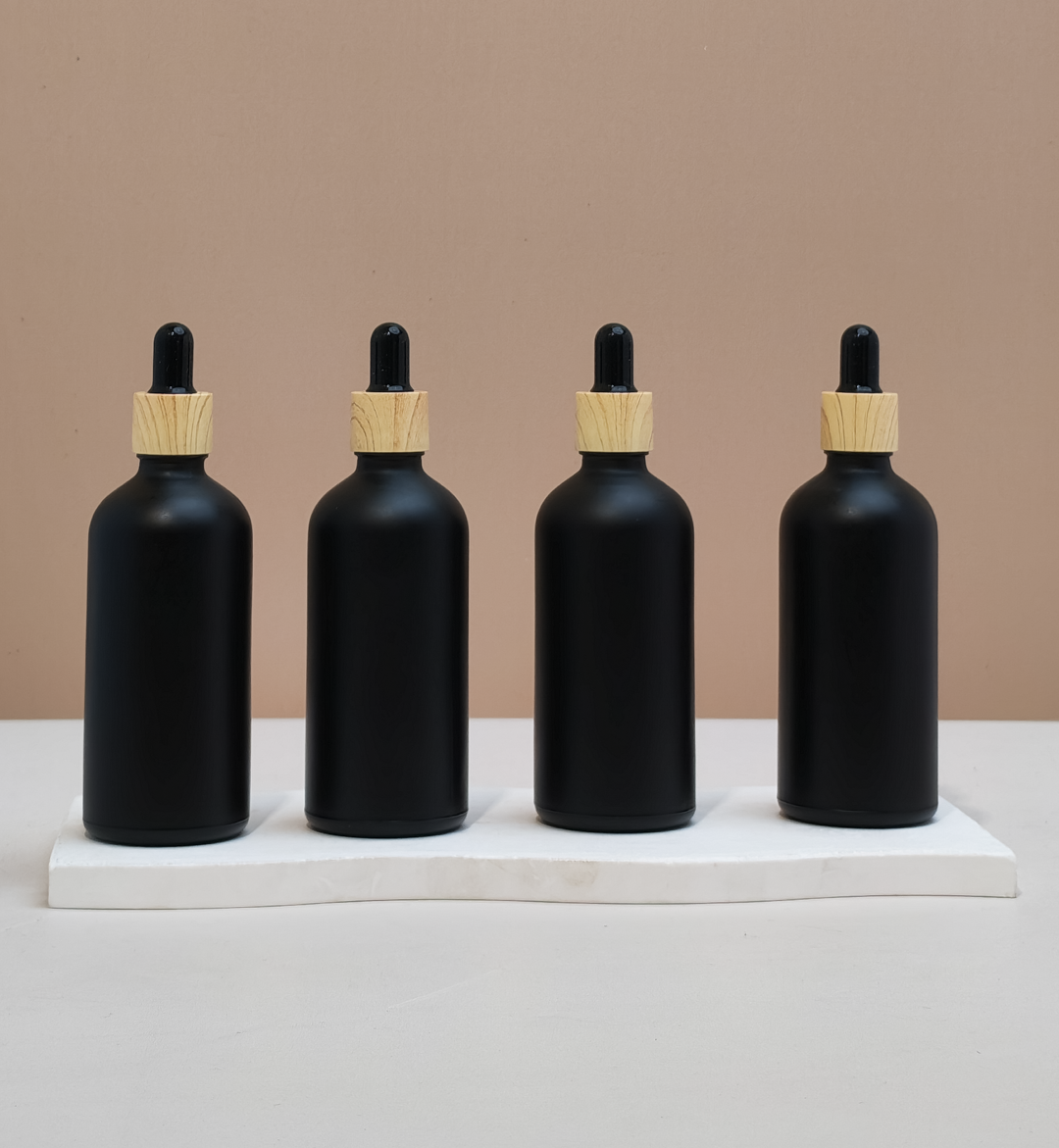 100ml Glass Bottle with Bamboo Black Dropper
