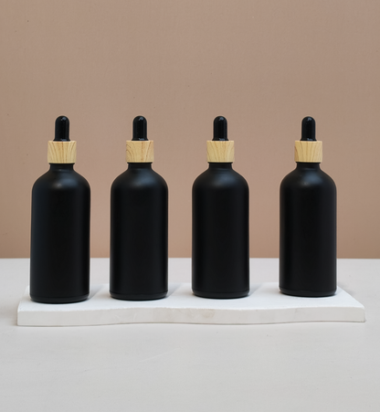 100ml Glass Bottle with Bamboo Black Dropper