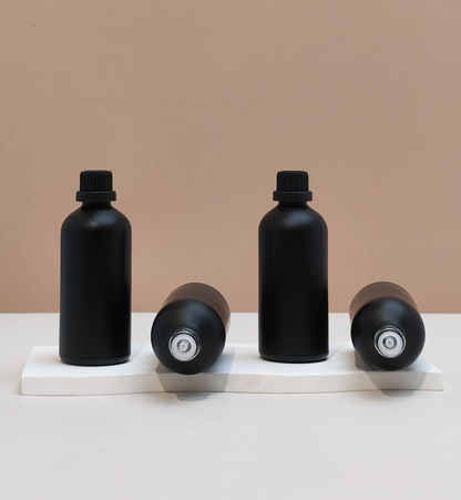 100Ml Glass Bottle With Black Tamper Proof Cap + Insert (Round)