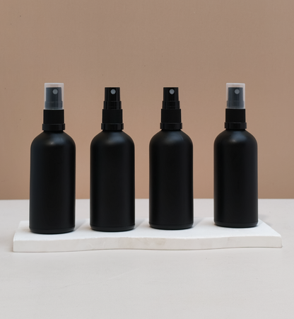 100Ml Glass Bottle With Black Mist Sprayer (Round)