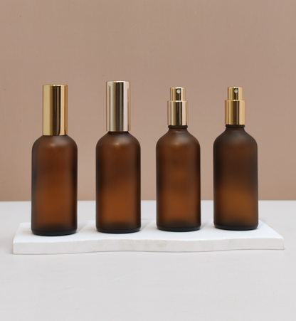 100Ml Glass Bottle With Gold Mist Sprayer (Round)