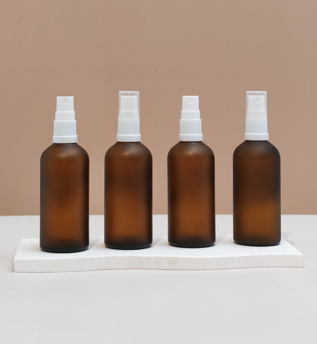 100Ml Glass Bottle With White Mist Sprayer (Round)