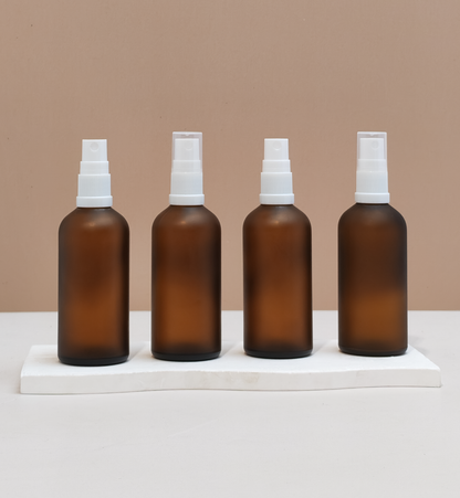 100Ml Glass Bottle With White Mist Sprayer (Round)
