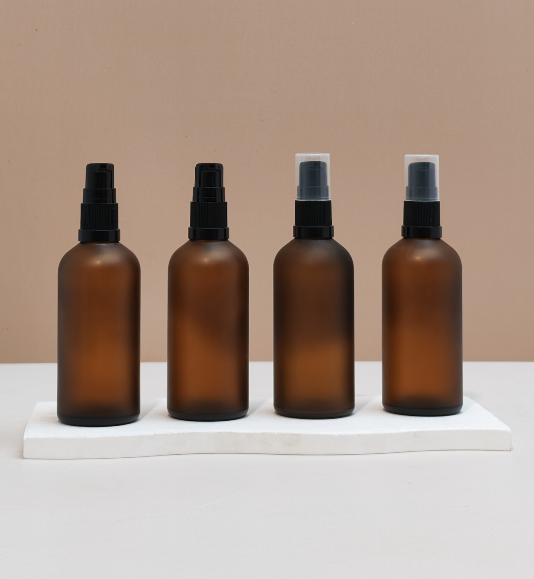 100Ml Glass Bottle With Black Treatment Pump (Round)