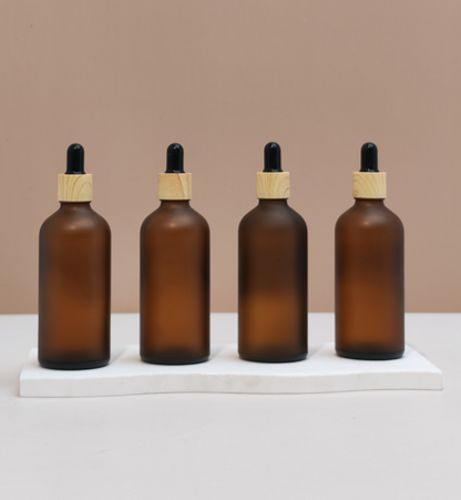 100ml Glass Bottle with Bamboo Black Dropper