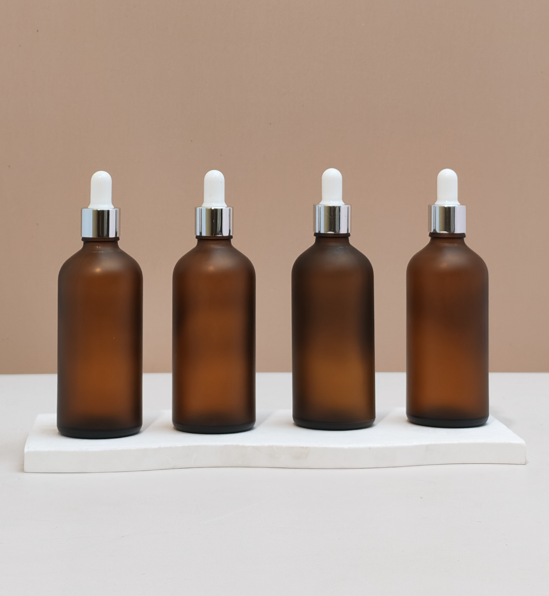 100Ml Glass Bottle With Silver White Dropper (Round)