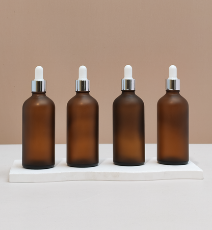 100Ml Glass Bottle With Silver White Dropper (Round)