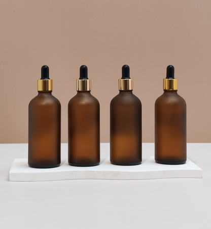 100Ml Glass Bottle With Gold Black Dropper (Round)