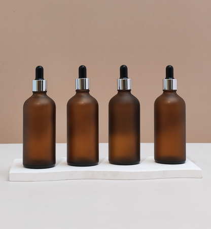 100Ml Glass Bottle With Silver Black Dropper (Round)