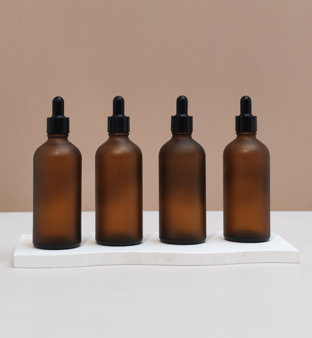 100Ml Glass Bottle With Black Smooth Dropper (Round)