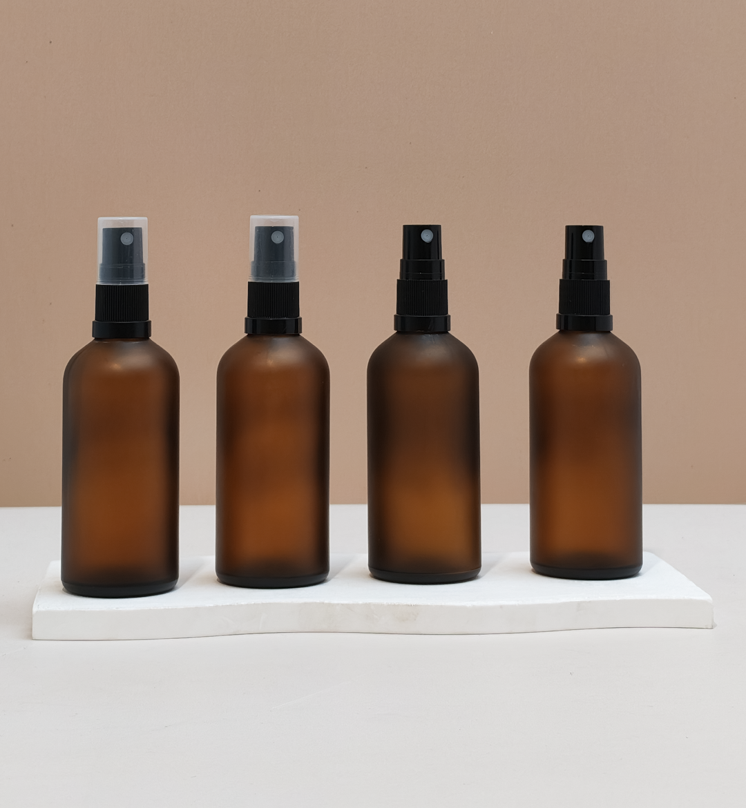 100Ml Glass Bottle With Black Mist Sprayer (Round)